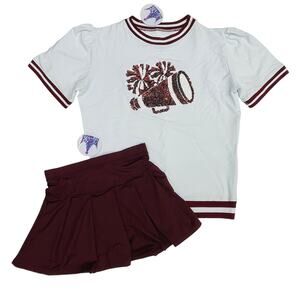 NWT Azarhia YXL (14) Maroon Megaphone Skort Set